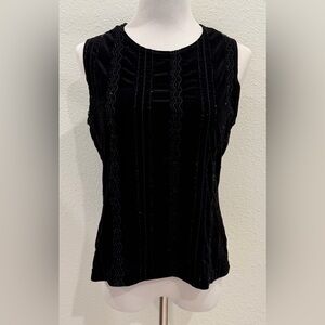 Vintage Y2K Ronni Nicole Petite by Ouida Top PL Large Black Velvet Metallic Goth